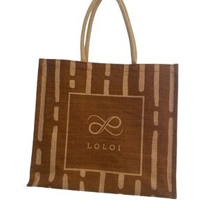 LOLOI Jute / Burlap Tan and Brown Tote